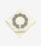 Anneau de dentition gris et son lange